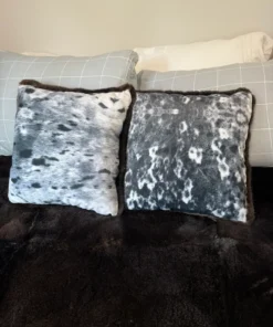 Premium Alaska Sea Otter Fur Throw Pillow | 16x16 Inch Luxury Home Decor
