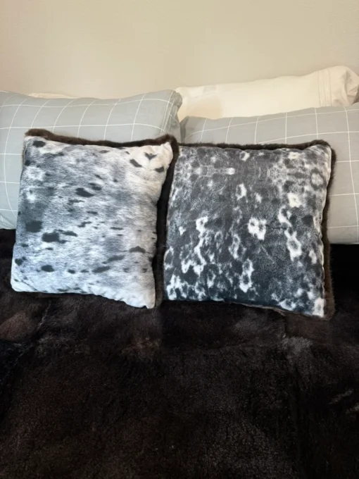 Premium Alaska Sea Otter Fur Throw Pillow | 16x16 Inch Luxury Home Decor