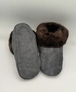 Moose Suede Slippers with Sea Otter Trim
