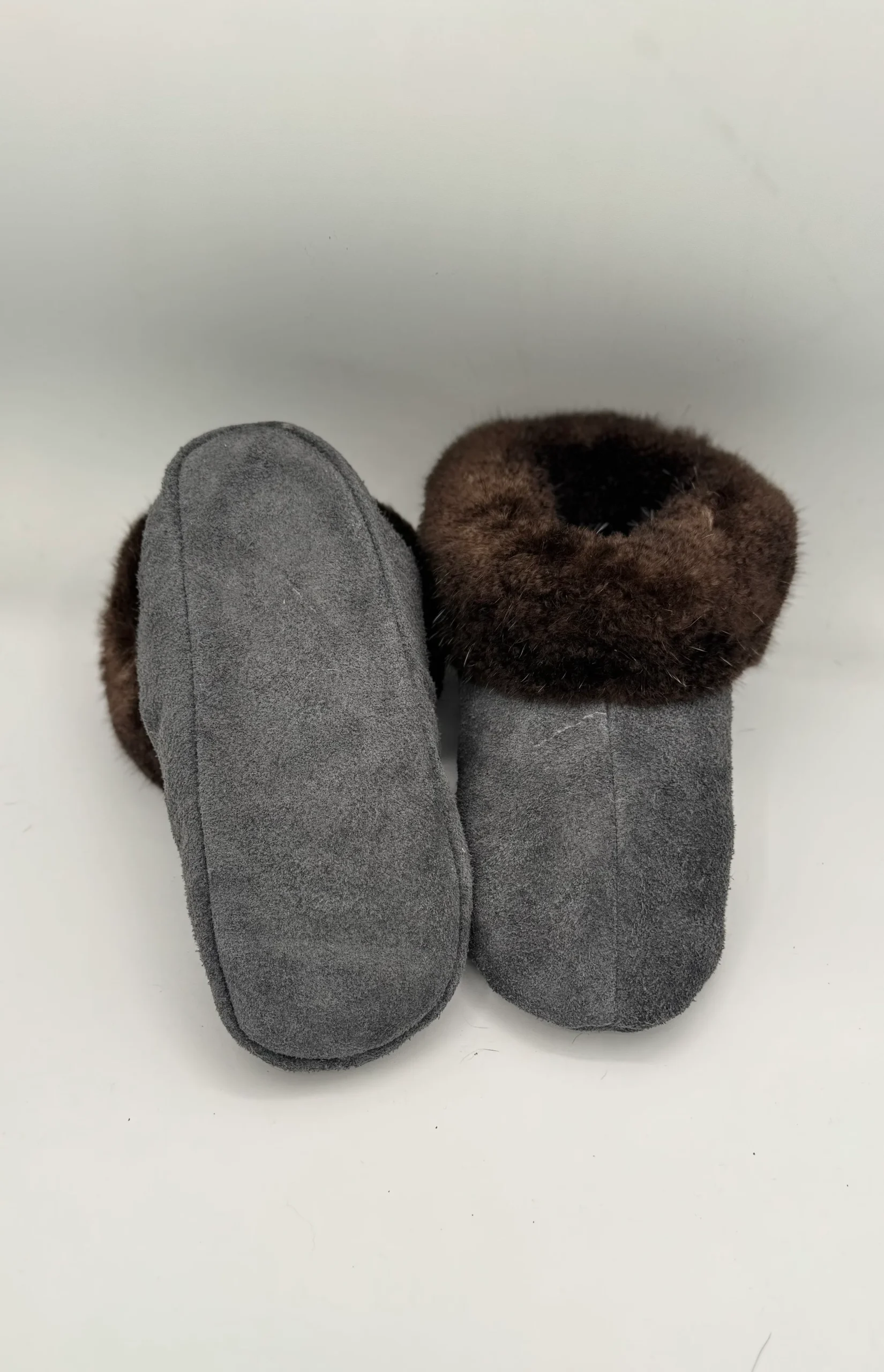 Moose Suede Slippers with Sea Otter Trim